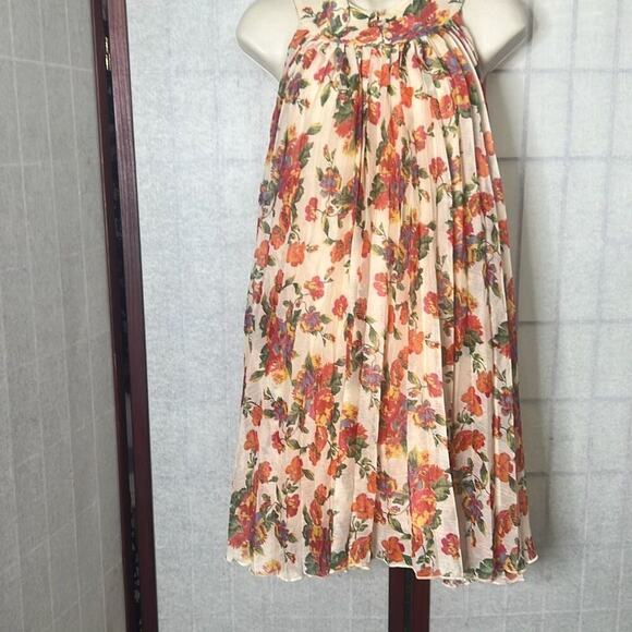 Free People Anthropologie Multicolor Floral Accordion Pleated Mini Dress Small P - Picture 1 of 9